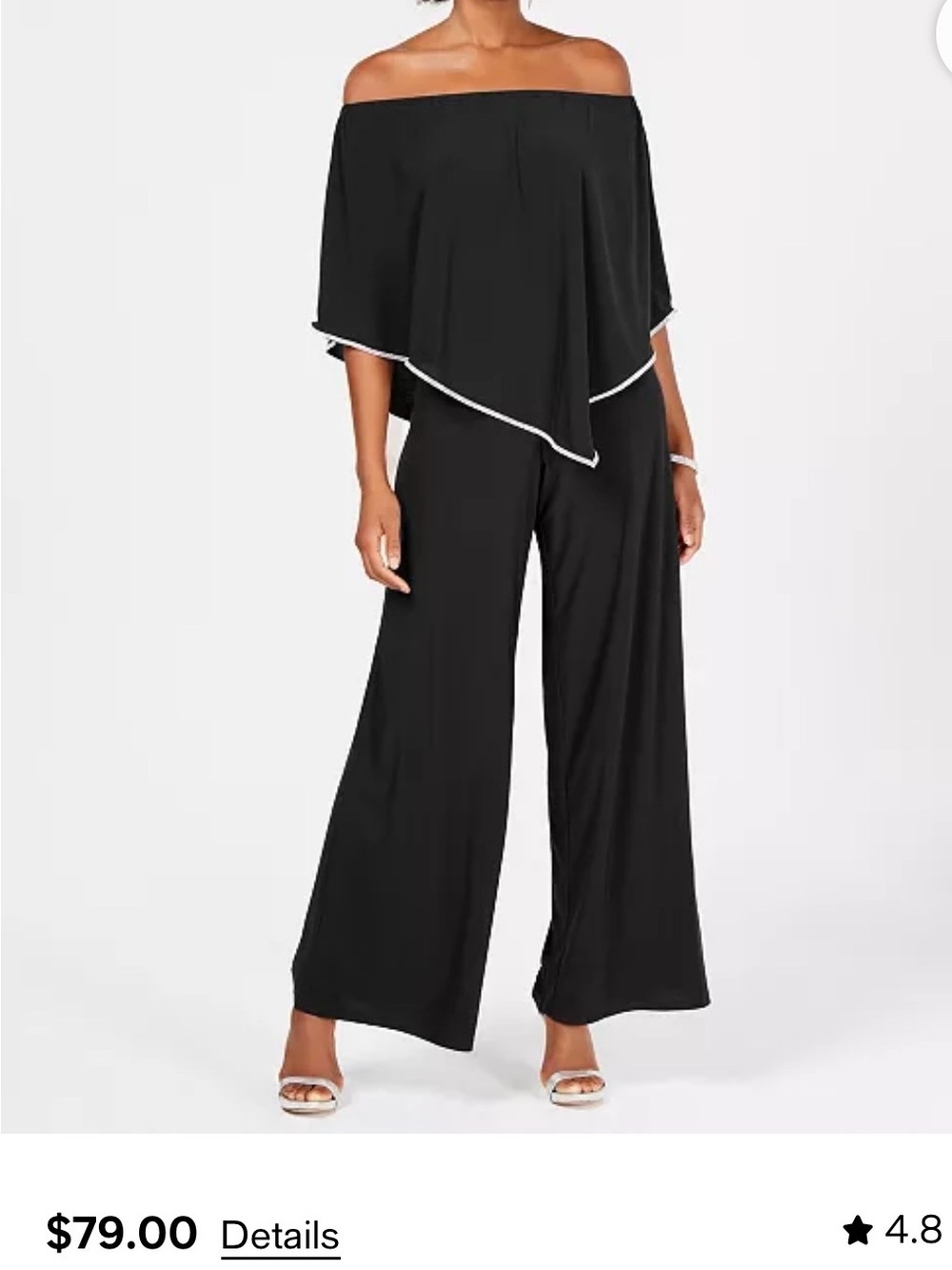 MSK Macy’s Midnight Blue Wide-Leg Jumpsuit with Rhinestone Trim Sz L Like New